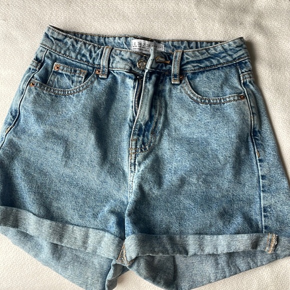 Washed High Rise Denim Shorts